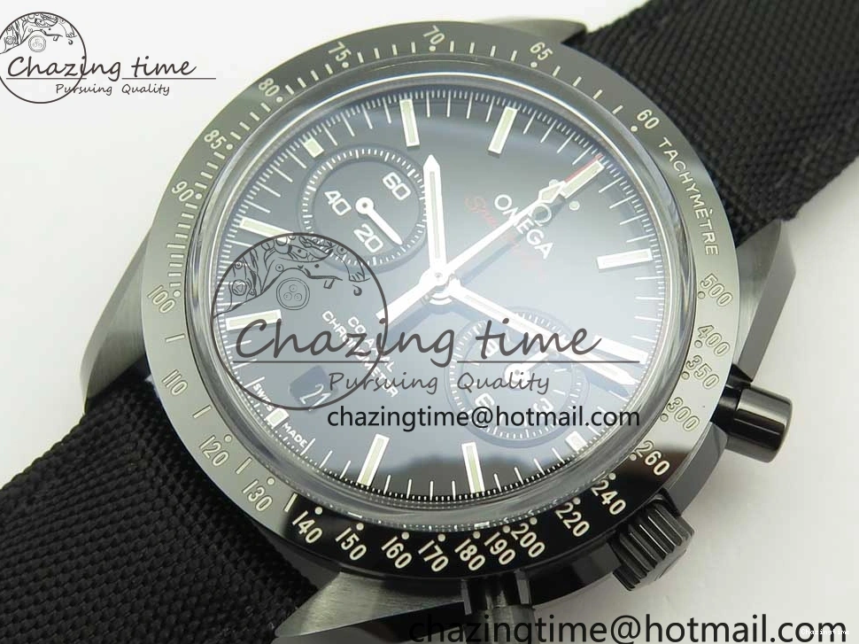 0318 Premium Speedmaster “Dark Side of The Moon” Real Ceramic OMF 1:1 Best Edition on Nylon Strap A 7977